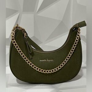 Nanette Lepore Florentina Crescent Green Shoulder Bag with Gold Chain